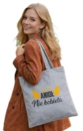 Torby i wózki na zakupy - Torba na zakupy z nadrukiem ANIOŁ NIE KOBIETA na zamek TA-97 szary - miniaturka - grafika 1