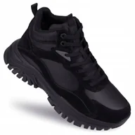 Botki męskie - BUTY męskie ZIMOWE BIG STAR SKÓRZANE ocieplane SNEAKERSY OO174517 czarne 42 - miniaturka - grafika 1