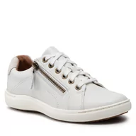 Sneakersy damskie - CLARKS Sneakersy Nalle Lace 261650014 White Leather - miniaturka - grafika 1