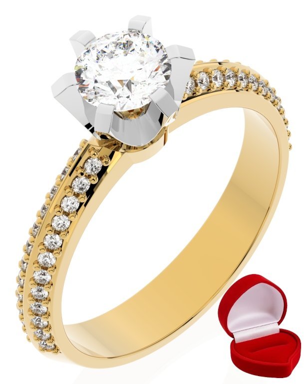 ZŁOTY PIERŚCIONEK ZARĘCZYNOWY 585 14k DIAMENT BRYLANT 0,50 ct R6