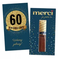 Bombonierki i czekoladki - 10x PODZIĘKOWANIA NA 60 URODZINY DLA GOŚCI merci lat - premium - GRANATOWY - miniaturka - grafika 1