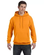Bluzy męskie - Hanes EcoSmart męska bluza z kapturem, Pomarańczowy (Safety Orange), S - miniaturka - grafika 1