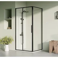 Kabiny prysznicowe - Kabina prysznicowa z drzwiami przesuwnymi matowymi czarnymi w stylu industrialnym - 100 x 80 x 195 cm - TORONI - miniaturka - grafika 1
