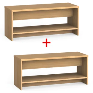 Ławka szatniowa z półka na obuwie 1+1 GRATIS, wzmocniona, 1000 mm, buk - Wyposażenie sportowe i gimnastyczne - miniaturka - grafika 1