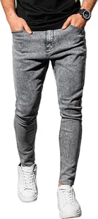 Ombre męskie spodnie jeansowe o prostym kroju, kieszenie 98% bawełna, 2% Elasthan, niebieski, czarny, szary, S-XXL, szary S - Spodnie męskie - miniaturka - grafika 1