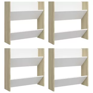 vidaXL Półki ścienne na buty, 4 szt., biel i dąb sonoma, 60x18x60 cm - Szafki na buty - miniaturka - grafika 1