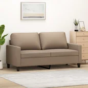Sofy i kanapy - vidaXL 2-osobowa sofa, kolor cappuccino, 140 cm, sztuczna skóra - miniaturka - grafika 1