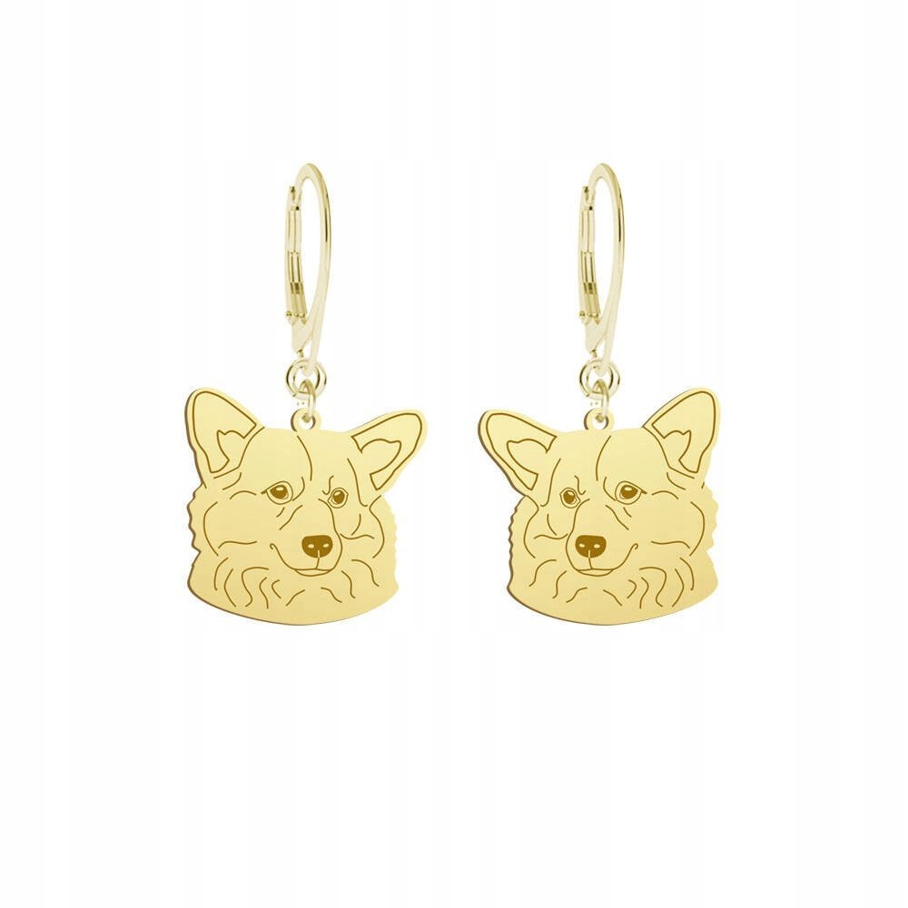 Kolczyki Złote z Welsh Corgi Pembroke 925 Prezent Kobieta GRAWER GRATIS