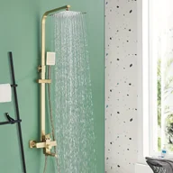 Inne - TEMU Zestaw natryskowy ze szczotkowanego złota, natrysk podtynkowy, 8-calowa głowica prysznicowa typu deszczownica - miniaturka - grafika 1