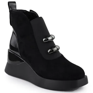 Botki damskie na koturnie czarne S.Barski MR52-106 - Botki damskie - miniaturka - grafika 1