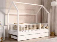 Łóżka dla dzieci i młodzieży - Łóżko dziecięce Domek 80x160 z szufladą i stelażem kolor biały D9S - miniaturka - grafika 1