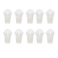 Herbata - 100 sztuk 380 ml Jednorazowe przezroczyste plastikowe kubki z otworem Pokrywki kopuły do herbaty Sok owocowy Mleko Herbata z pokrowcami - miniaturka - grafika 1