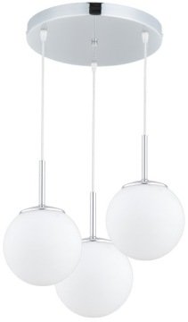 Lampa Wisząca Sufitowa Żyrandol Chrom Białe Kule Milo Led E27