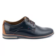 Półbuty męskie - Buty męskie skórzane eleganckie 825K granatowe - KOMODO - miniaturka - grafika 1