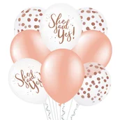 Wieczór panieński i kawalerski - Balony na Wieczór Panieński, She said yes, rose gold z konfetti 30 cm, 8szt - miniaturka - grafika 1