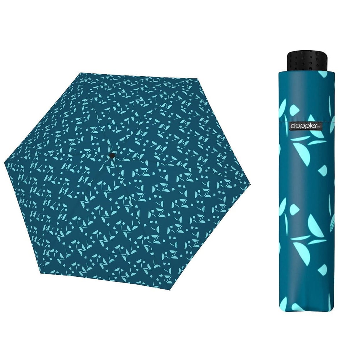 Parasolka damska do kieszeni lub torebki DOPPLER Fiber Havanna tylko 140 g, niebieska