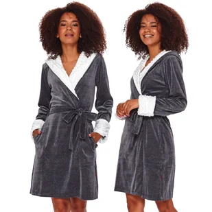 Doctor Nap 7059 DARK GREY elegancki szlafrok XL - Bielizna nocna - miniaturka - grafika 1