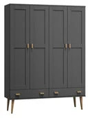 Szafy - Szafa sosnowa Venuci 4D nr1 wieszak/półki szuflada 155 cm szara - miniaturka - grafika 1