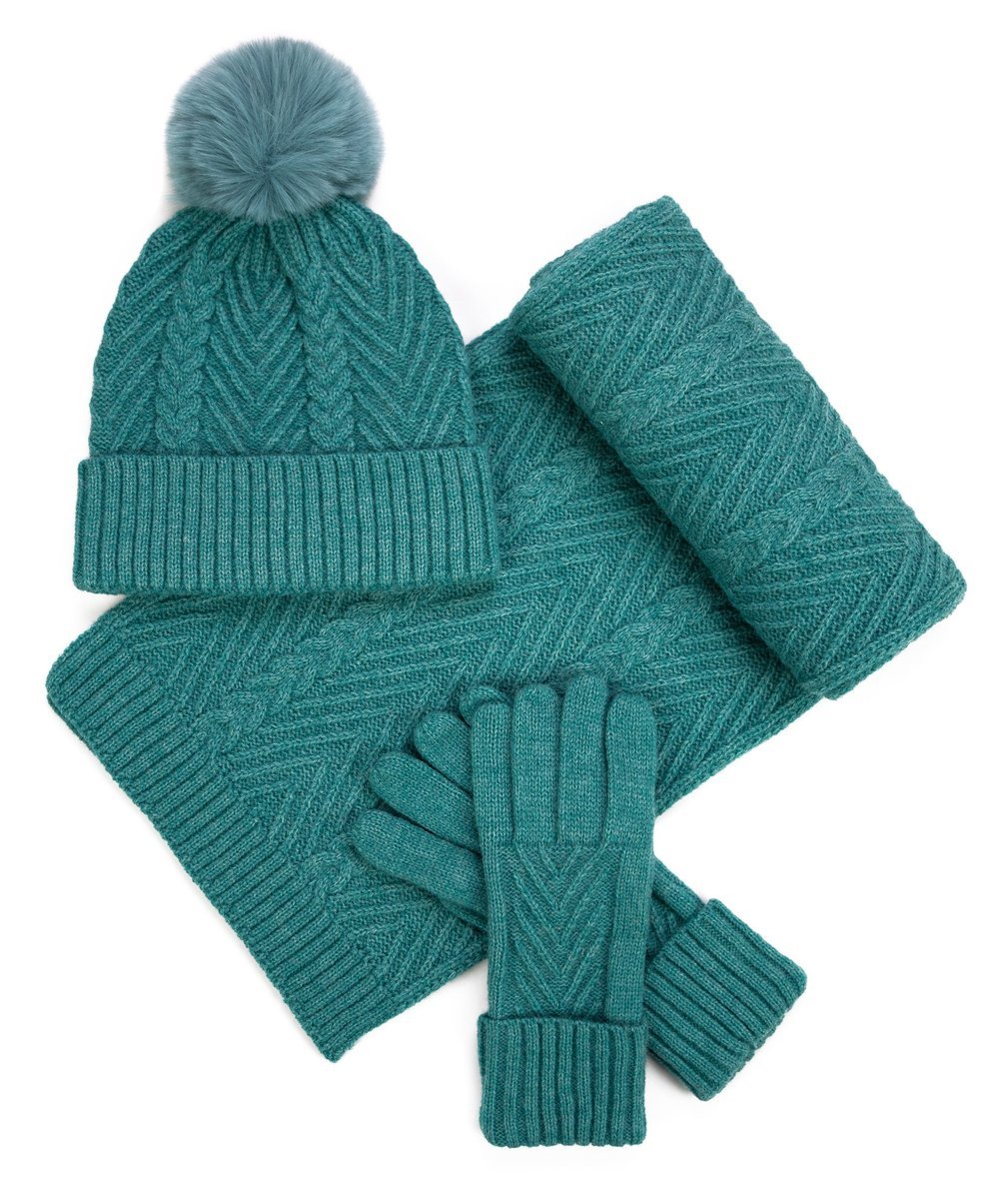 Komplet Zimowy Damski Młodzieżowy Czapka Szalik Rękawiczki Ciepły Zestaw