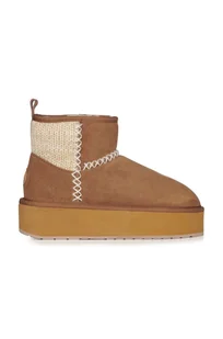 Emu Australia śniegowce zamszowe Stinger Knit Flatform kolor brązowy W13143.CHES - Śniegowce damskie - miniaturka - grafika 1