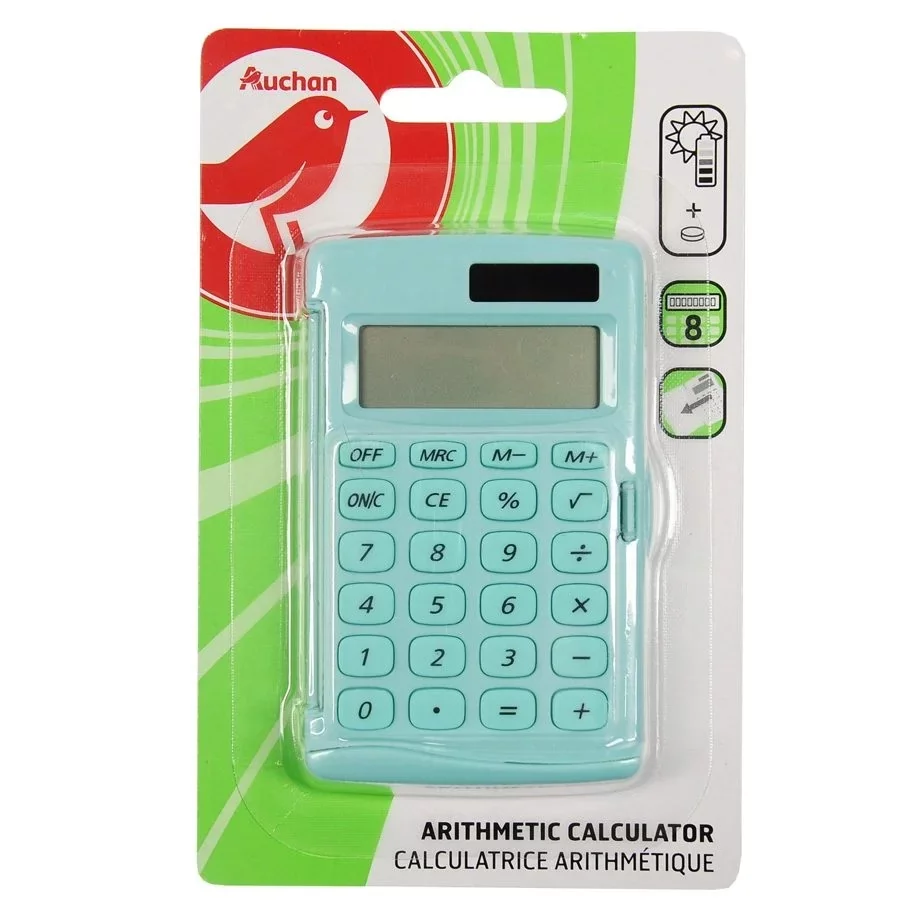 Auchan - Kalkulator arytmetyczny wyświetlacz 8 znaków - mix kolorów - Ceny  i opinie na Skapiec.pl