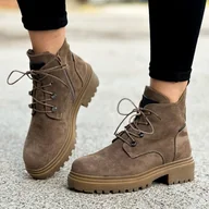 Botki damskie - Khaki zamszowe botki damskie na traperze Sergio Leone Tr769 - miniaturka - grafika 1