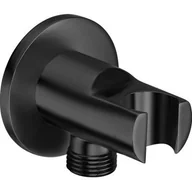 Akcesoria do armatury i ceramiki - Roca Aqua Round przyłącze kątowe z uchwytem czarny szczotkowany A5B5250NM0 - miniaturka - grafika 1