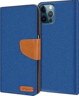 Etui i futerały do telefonów - Dżinsowe etui na telefon komórkowy Apple iPhone 12 Pro Max (6,7 cala) Jeans Look Book Case, niebieski - miniaturka - grafika 1