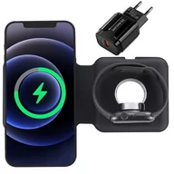 Ładowarki do telefonów - Ładowarka Fold Duo Q500 do MagSafe iPhone / Apple Watch / AirPods (Black) - miniaturka - grafika 1
