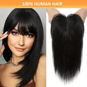 Pozostałe akcesoria fryzjerskie - TEMU Topper z Grzywką dla Kobiet – Ulepszone Włosy na Klipsy, Przedłużenie Włosów z Podstawą i Grzywką - miniaturka - grafika 1