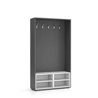 Inne meble biurowe - PLAN Ścianka na ubrania (wieszak) z półką na obuwie, 5 haczyków, grafit/biała 6101285 - miniaturka - grafika 1