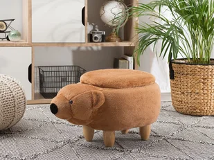 Beliani Pufa tapicerowana ze schowkiem złoty brąz BEAR - Taborety i hokery - miniaturka - grafika 1