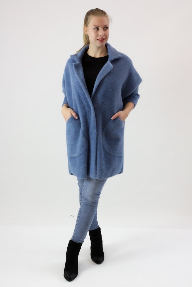 Klasycznym płaszcz Alpaka Marcela Standard Jeansowy UNI