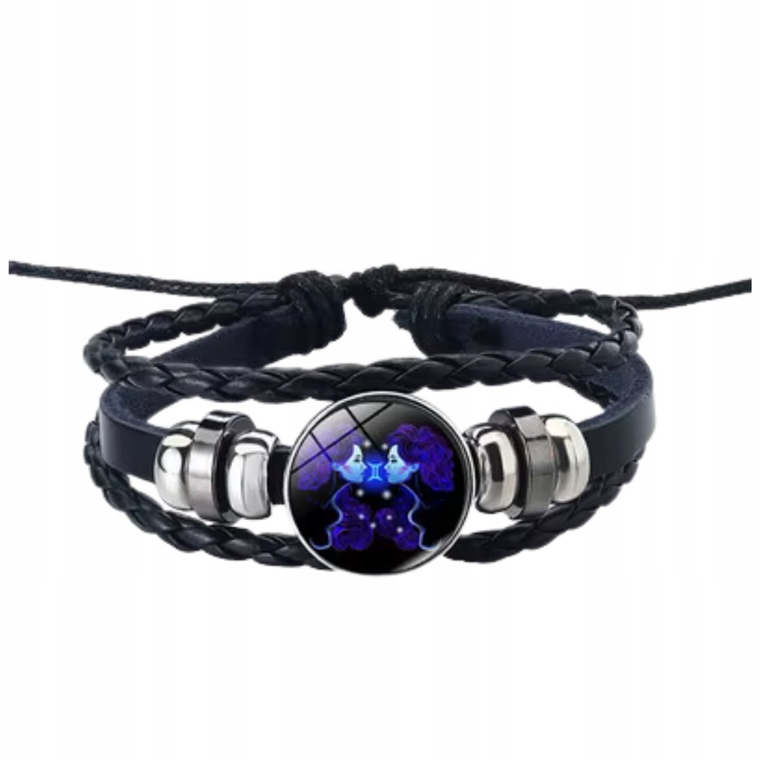 Zodiakalna Bransoletka Bliźnięta Pleciona Regulowana Biżuteria Unisex
