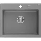 Zlewozmywaki - Mexen Elix zlewozmywak granitowy 1-komorowy 600 x 500 mm, szary, syfon chrom - 6525601005-71 - miniaturka - grafika 1