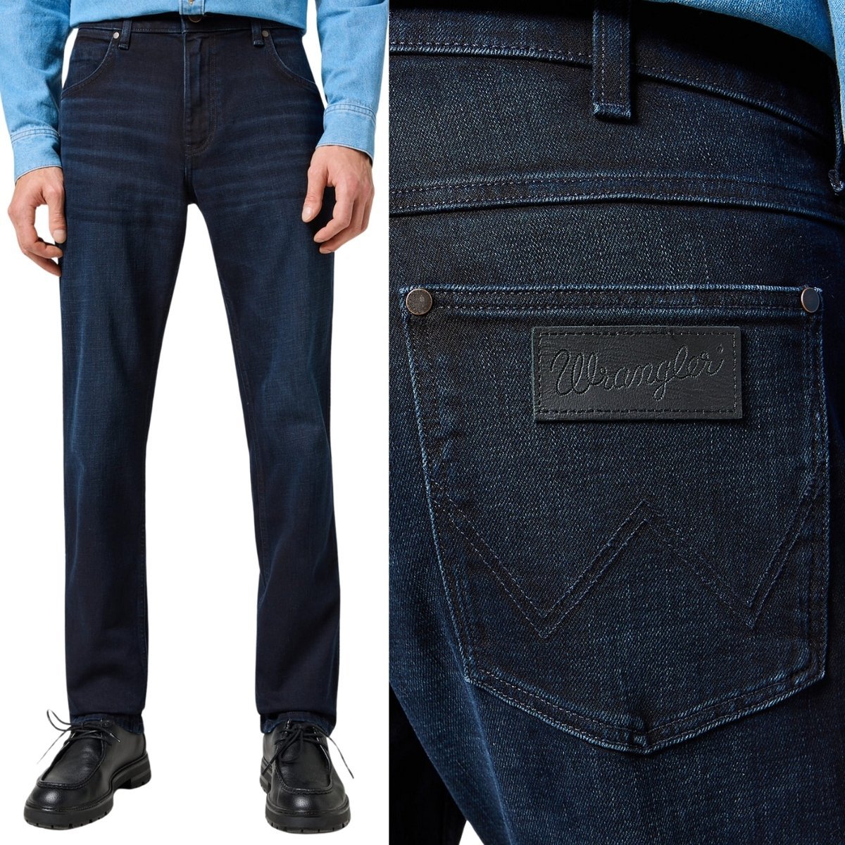 Wrangler GREENSBORO REGULAR Deep Blue Black PROSTE GRANATOWY DżINS W36 L34