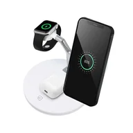 Stacje dokujące do telefonów - OEM Ładowarka Indukcyjna Qi 3w1 25w X970 Wspiera Ładowanie Z Magsafe Biała - miniaturka - grafika 1