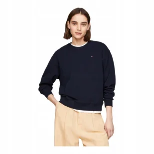TOMMY HILFIGER BLUZA DAMSKA REG FLAG ON CHEST SWTSHRT GRANATOWA r.S - Bluzy damskie - miniaturka - grafika 1