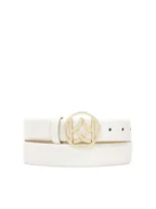 Paski - Biały gładki pasek z okrągłą klamrą - miniaturka - grafika 1