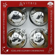 Bombki - Bombka szklana dekor ŁOSIE 80 mm srebrny 4 szt. - miniaturka - grafika 1