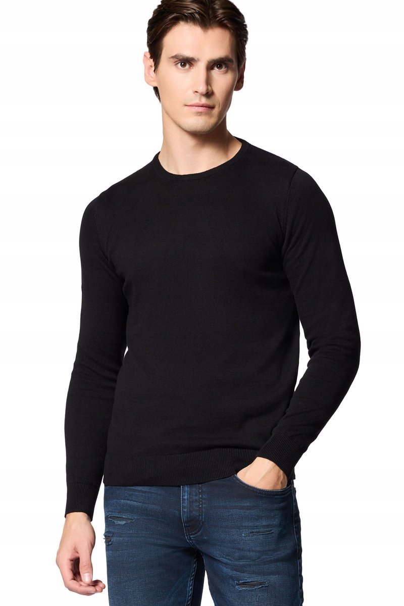 Sweter Męski Czarny Bawełniany O-neck Próchnik PM8 2XL