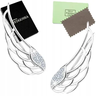 KOLCZYKI SREBRNE 925 Z CYRKONIA NAUSZNICE SKRZYDŁA - Kolczyki - miniaturka - grafika 1