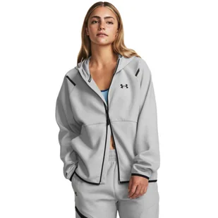 Damska bluza treningowa rozpinana z kapturem Under Armour Unstoppable Fleece FZ - szara - UNDER ARMOUR - Bluzy damskie - miniaturka - grafika 1