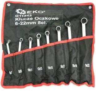 Geko Klucz oczkowy odsadzony zestaw 8-częściowy 6 MM uzębienie 22 mm ze chrom wanad stal G11542 - Klucze i nasadki - miniaturka - grafika 1