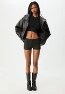 Spodenki damskie - Stradivarius Mini spodenki wizytowe w paski Czarny XS - miniaturka - grafika 1