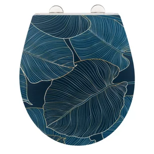 Niebieska wolnoopadająca deska sedesowa Wenko Big Leaves, 38x45 cm - Deski sedesowe - miniaturka - grafika 1