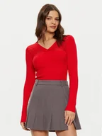 Swetry damskie - Morgan Sweter 242-MGANZA Czerwony Slim Fit - miniaturka - grafika 1