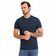 Koszulki męskie - Męska koszulka bawełniana granatowa t-shirt Ombre OM-TSCT-0220 V2 roz. L - miniaturka - grafika 1