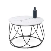 Ławy i stoliki kawowe - NUBIRA ŁAWA STELAŻ - CZARNY, BLAT - BIAŁY MARMUR - miniaturka - grafika 1