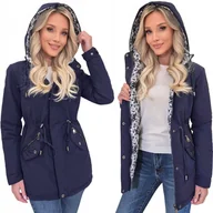 Kurtki damskie - Dwustronna Kurtka Przejściowa Wiosenna Damska Parka Z Kapturem XXL - miniaturka - grafika 1